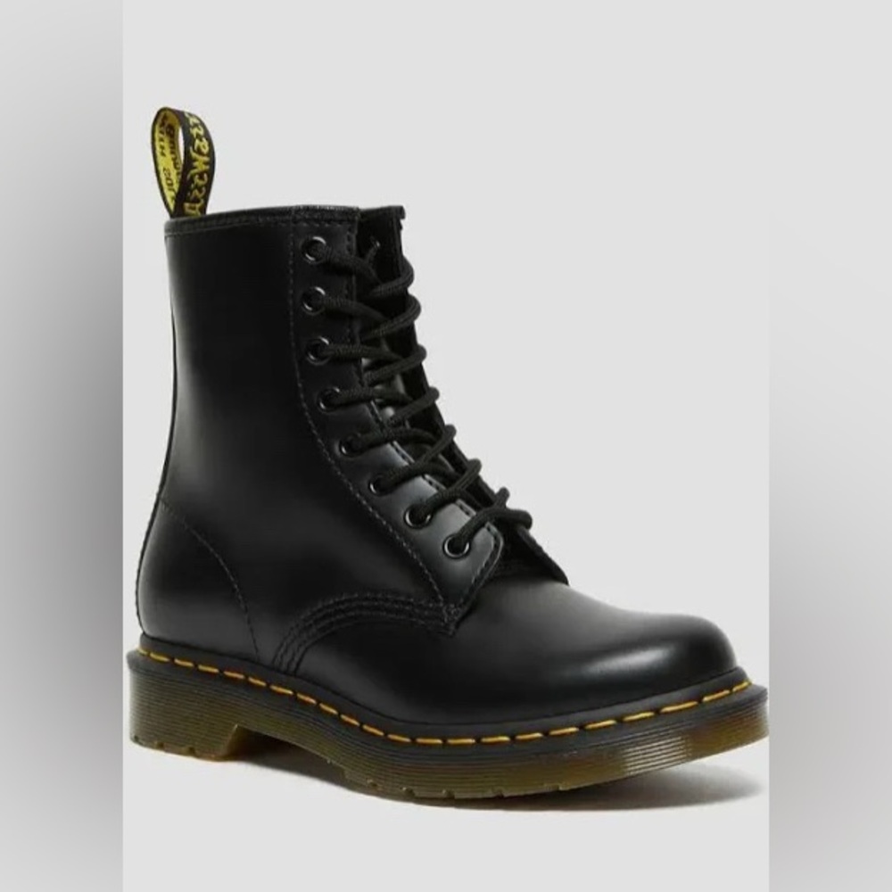 Dr. Martens Black Boots with Yellow Stitching